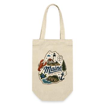 Maine Pine Tree State Vintage Küstenaufkleber - Geschenkbeutel für Flaschen - Natur - Vorne
