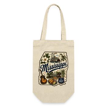 Mississippi Magnolia State Vintage-Aufkleber - Geschenkbeutel für Flaschen - Natur - Vorne