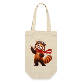 Pilot Red Panda mit Papierflugzeug - Geschenkbeutel für Flaschen - Natur - Vorne