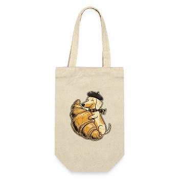 Croissant Hund - Geschenkbeutel für Flaschen - Natur - Vorne