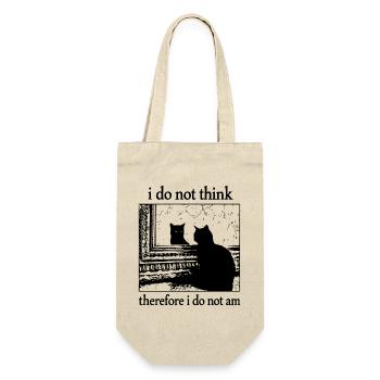 I Do Not Think... I Do Not Am Schwarze Katze - Geschenkbeutel für Flaschen - Natur - Vorne