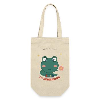 Kleiner Frosch 1% Verbleibend - Geschenkbeutel für Flaschen - Natur - Vorne