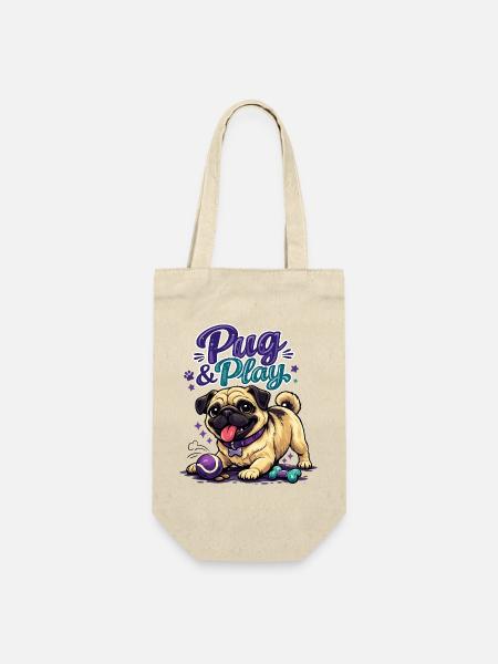 Mops & Spielzeugzeit - Geschenkbeutel für Flaschen - Natur