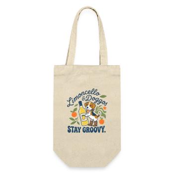 Lustiger Limoncello Stay Groovy Hund - Geschenkbeutel für Flaschen - Natur - Vorne