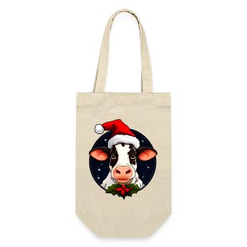 Kühe Christmas - Geschenkbeutel für Flaschen - Natur - Vorne