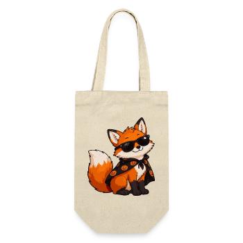 Fuchs mit Sonnenbrille und Kürbiscape - Geschenkbeutel für Flaschen - Natur - Vorne