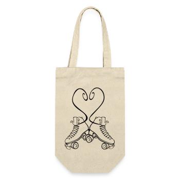 Rollkunstlauf Love Schnürsenkel Herz - Geschenkbeutel für Flaschen - Natur - Vorne