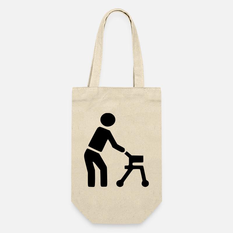 Behinderte Person hinter Rollator # - Geschenkbeutel für Flaschen - Natur