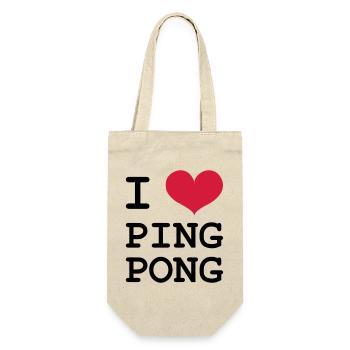 I Love Ping Pong - Geschenkbeutel für Flaschen - Natur - Vorne