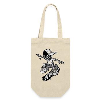 Skeleton and skateboard flex - Geschenkbeutel für Flaschen - Natur - Vorne