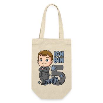 5. Geburtstag Junge 5 Jahre Jungs Ich bin coole 5 - Geschenkbeutel für Flaschen - Natur - Vorne