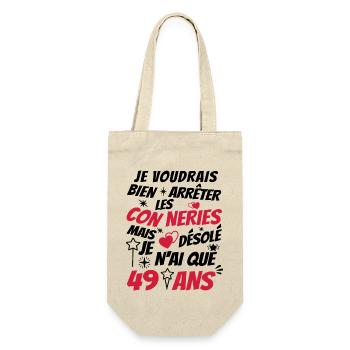 connerie 49 ans / cadeau anniversaire 49 ans - Sac à bouteille - nature - Devant