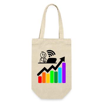 Colored chart happy young man on laptop - Gift Bag for Bottles - nature - Front