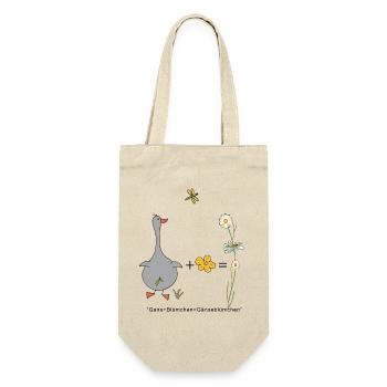 Gans und Blümchen gleich Gänseblümchen - Geschenkbeutel für Flaschen - Natur - Vorne