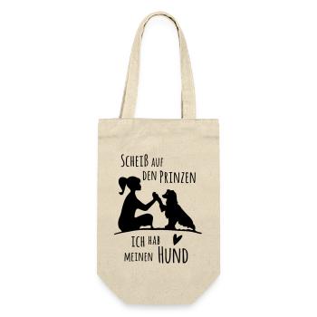 Scheiss auf den Prinzen - ich hab meinen Hund - Geschenkbeutel für Flaschen - Natur - Vorne