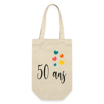50 ANS. 50e ANNIVERSAIRE. ANNIVERSAIRE 50 ANS. 50 - Sac à bouteille - nature - Devant
