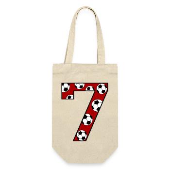 7. Geburtstag Fußball rot - Geschenkbeutel für Flaschen - Natur - Vorne