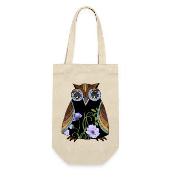 Eulenvogel - Geschenkbeutel für Flaschen - Natur - Vorne