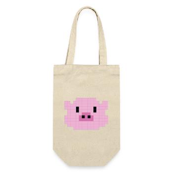 Pixelated pig head - Gift Bag for Bottles - nature - Front