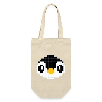 Verpixelter Pinguinkopf - Geschenkbeutel für Flaschen - Natur - Vorne