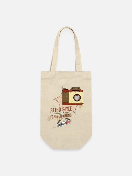 Retro Style - Geschenkbeutel für Flaschen - Natur