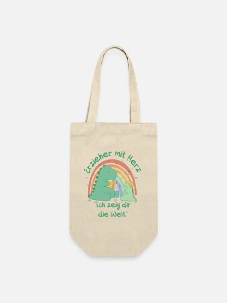 Erzieher mit Herz - Ich zeig dir die Welt - Geschenkbeutel für Flaschen - Natur