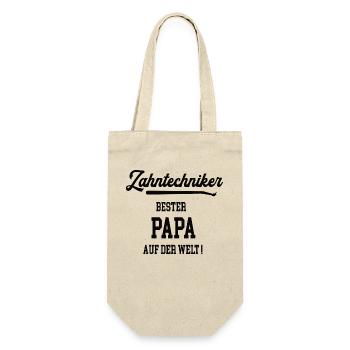 Bester Papa Zahntechniker Zahntechnik Dentist - Geschenkbeutel für Flaschen - Natur - Vorne