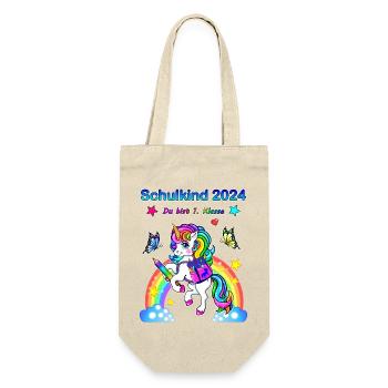 School enrollment girls - school child 2024 unicorn - Gift Bag for Bottles - nature - Front