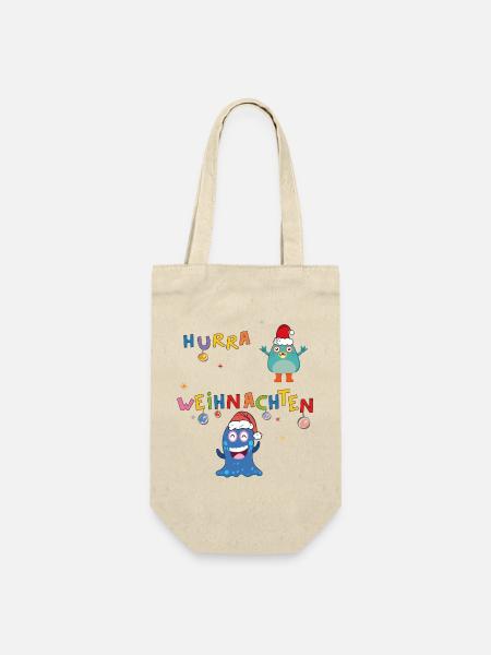 Hurra Weihnachten - Geschenkbeutel für Flaschen - Natur