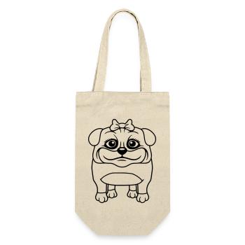 Dog Pug Girl Pretty Bow Woman Female - Gift Bag for Bottles - nature - Front