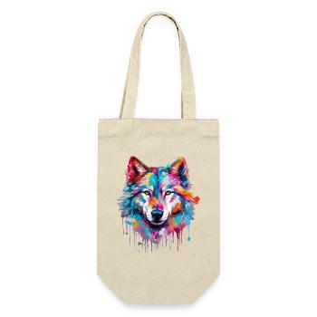 Wolf Wolfskopf Raubtier Wald Natur Wildnis Bunt - Geschenkbeutel für Flaschen - Natur - Vorne