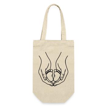Logo Hands Holding Baby Feet - Gift Bag for Bottles - nature - Front