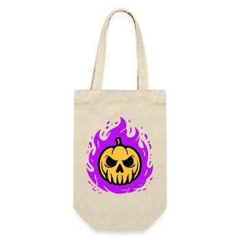 Citrouille orange avec flammes violettes - Sac à bouteille - nature - Devant