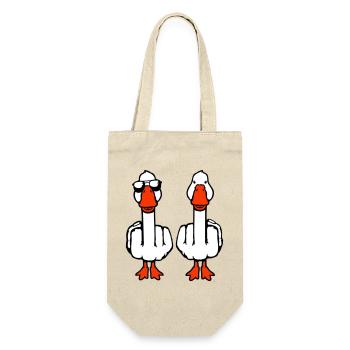 2 Gans Doppel Mittelfinger Gänse Freunde Team Duo - Geschenkbeutel für Flaschen - Natur - Vorne