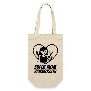 Super Mom Hairdresser – Scissors Heart - Gift Bag for Bottles - nature - Front