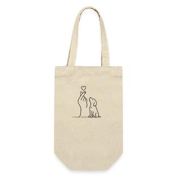 Dog Lover Gift |  Fine Line Dog Illustration - Geschenkbeutel für Flaschen - Natur - Vorne