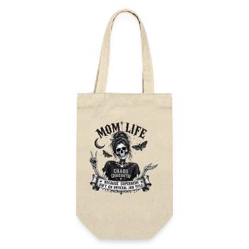 Mom Life Chaos Coordinator Vintage Skull Gothic - Geschenkbeutel für Flaschen - Natur - Vorne