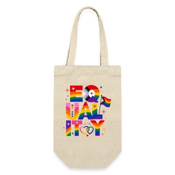 Equality Regenbogen Pride Spruch Statement Retro - Geschenkbeutel für Flaschen - Natur - Vorne