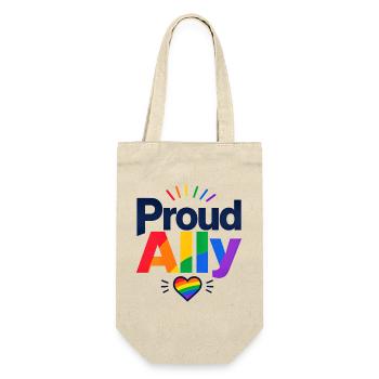 Proud Ally Spruch für LGBTQ Aktivisten & Fans CSD - Geschenkbeutel für Flaschen - Natur - Vorne