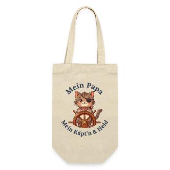 Mein Papa: Mein Käpt'n & Held - Geschenkbeutel für Flaschen - Natur - Vorne