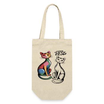 Katzenduo Pop Art  - Geschenkbeutel für Flaschen - Natur - Vorne