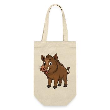 Happy Wild Boar Cartoon - Gift Bag for Bottles - nature - Front