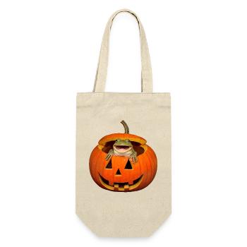 Grenouille d’Halloween en T-shirt citrouille drôle - Sac à bouteille - nature - Devant