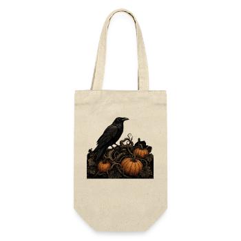 Corbeau sur un T-shirt citrouille Halloween gothique vintage - Sac à bouteille - nature - Devant