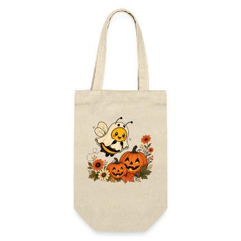 Halloween Bee as a Ghost with Pumpkin T-Shirt - Gift Bag for Bottles - nature - Front