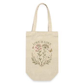 Love Is Love Blumen T-Shirt Botanical Vintage - Geschenkbeutel für Flaschen - Natur - Vorne