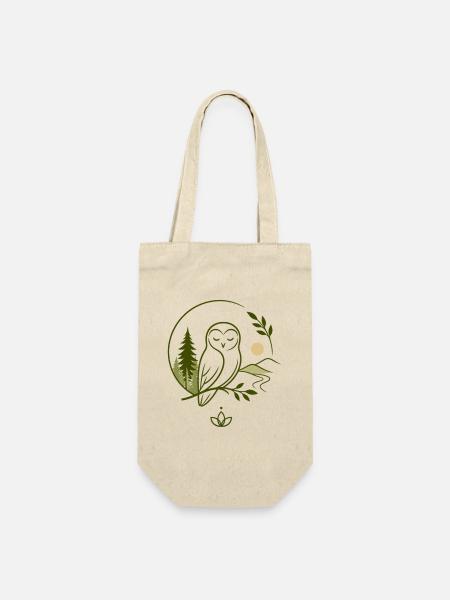 Eule Ruhe Natur - Geschenkbeutel für Flaschen - Natur