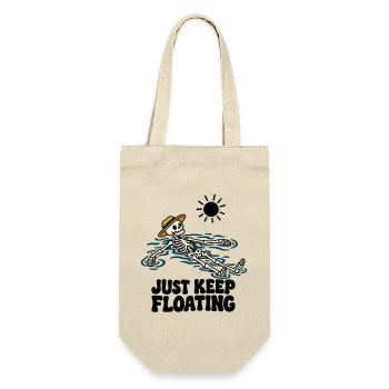 Just Keep Float – lustiges schwimmendes Skelett - Geschenkbeutel für Flaschen - Natur - Vorne