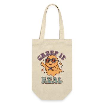 Retro Ghost Creep It Real Cool Halloween - Geschenkbeutel für Flaschen - Natur - Vorne