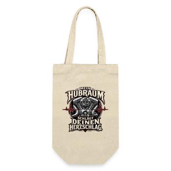Trike Hubraum Biker Spruch - Geschenkbeutel für Flaschen - Natur - Vorne